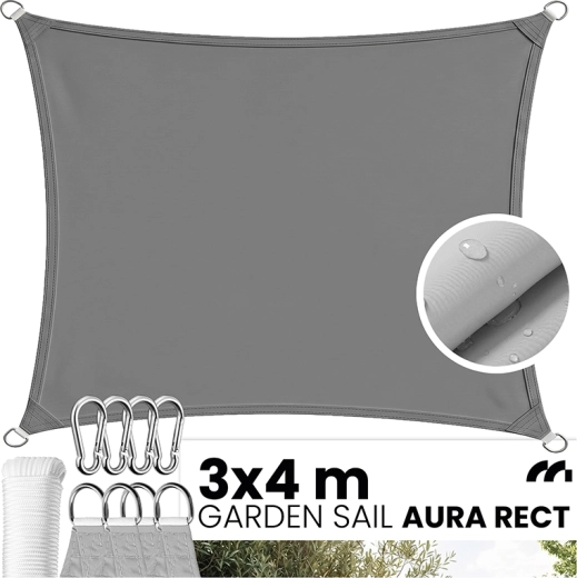 Voile d’ombrage de jardin AURA rect 3 × 4 m grise