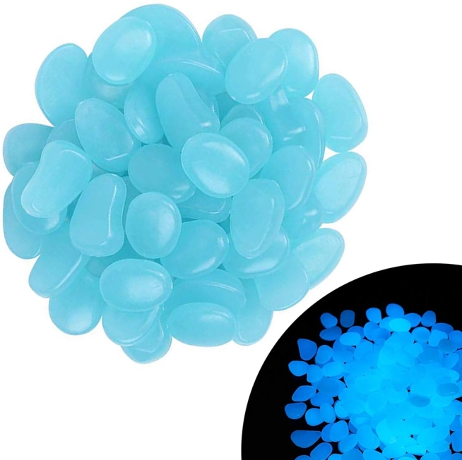 Fluorescent glowing stones for garden and home