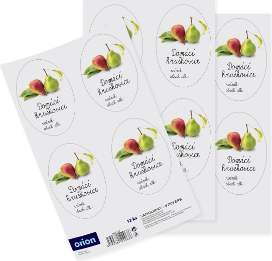 Zelfklevende flesetiketten voor zelfgemaakte perenbrandewijn (12 st., CZ)