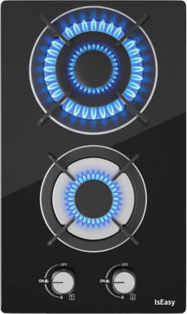 Cuisinière à gaz double zone avec panneau en verre IsEasy