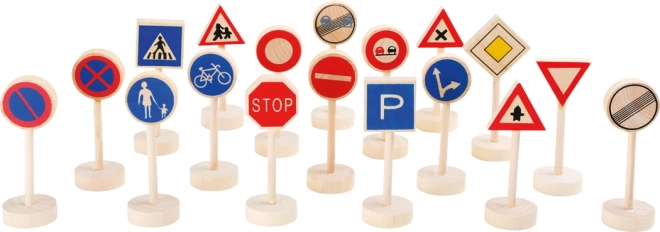 Small Foot Große hölzerne Verkehrszeichen für Kinder 18 Stk.