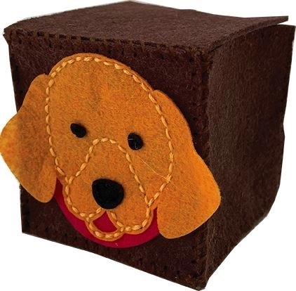 Brown felt box dog – creative sewing kit
