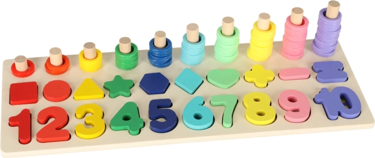 Houten educatieve sorter en telraam 2-in-1 Montessori 13 × 36 cm