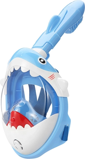 Volledig gezicht snorkelmasker voor kinderen met haaienmotief XS