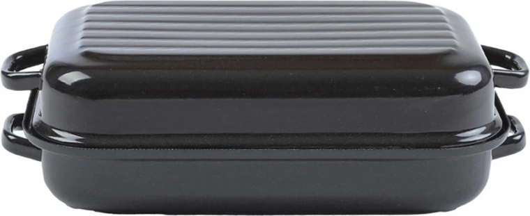 Geglazuurde braadslede met deksel 40 × 26 cm – 2-delig, geribbeld bodemoppervlak