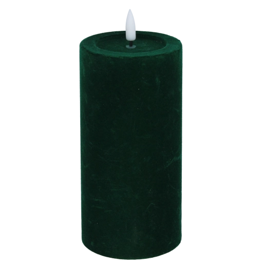 Bougie LED à flamme vacillante, velours rouge-vert 7,5 × 18,5 cm - 1 pièce