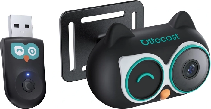 Ottocast Cabin Care wireless CarPlay adapter with rear-seat camera