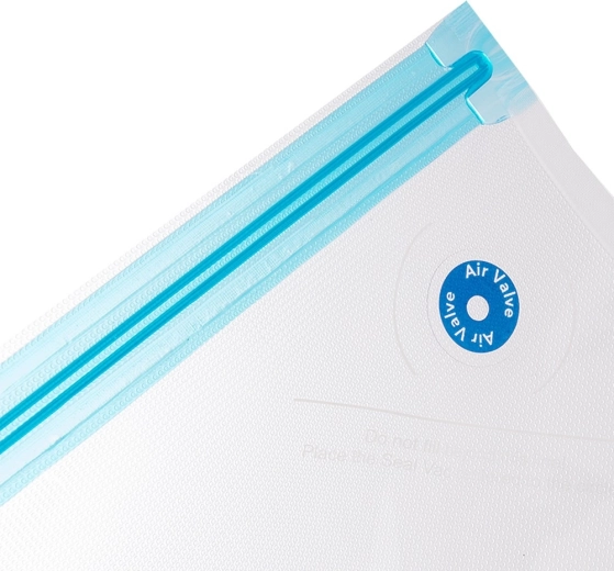 Double zip and valve for perfect vacuum