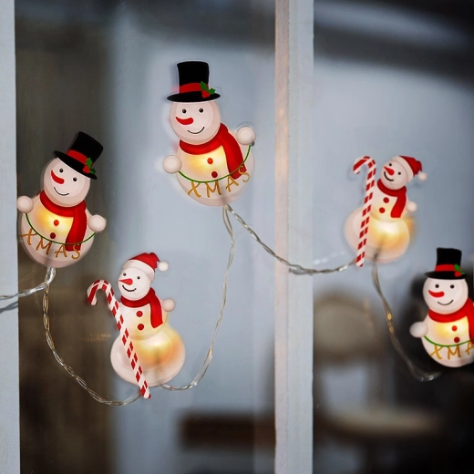 6 oplichtende sneeuwpoppen met warm wit licht