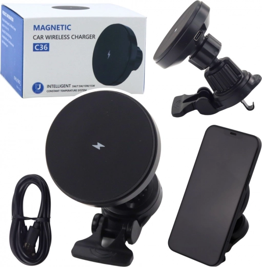 Support magnétique de voiture avec charge sans fil 15 W