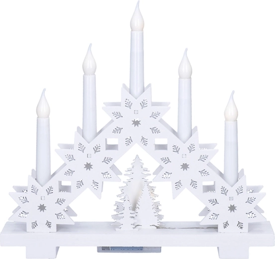 Solight LED kerst houten kaarsenbrug met sterren 30 cm