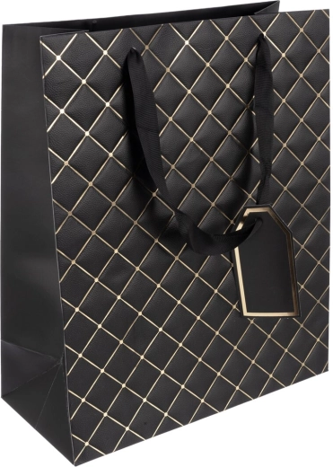 Sac cadeau en papier Quilt noir 26 × 12 × 32 cm