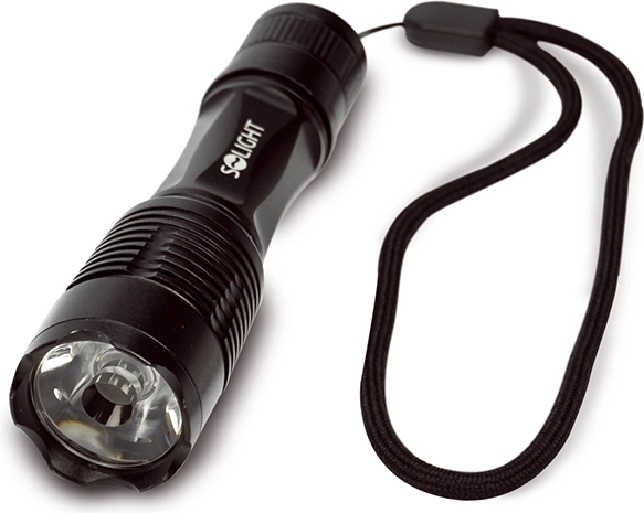 Solight small metal LED flashlight 50 lm, black, powered by AA - 1 piece