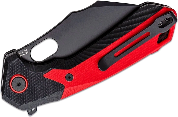Getextureerde G10-handgreep en broekzakclip