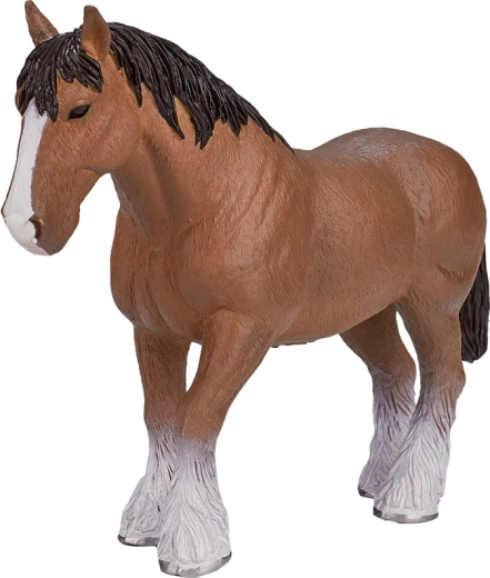 Realistische Figur eines hellbraunen Clydesdale-Pferdes