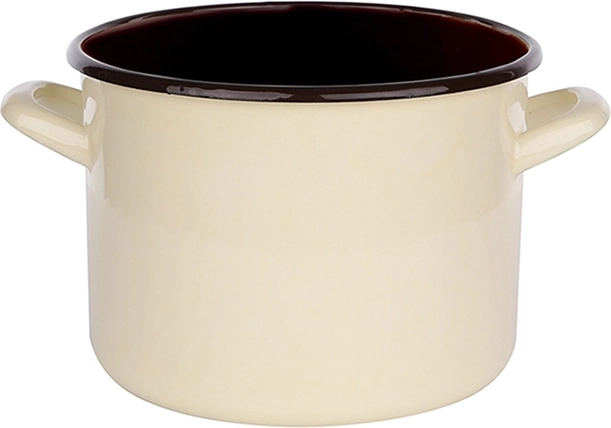 Silesia Emailletopf 1,5 l 14 cm cremefarben mit dunklem Innenraum