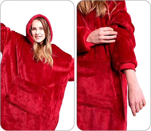 Oversized pasvorm met capuchon en zak