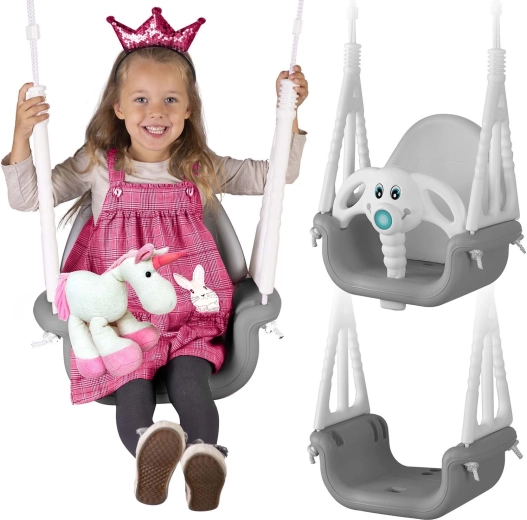 Ricokids Elephant 3-in-1 children’s swing, grey-white