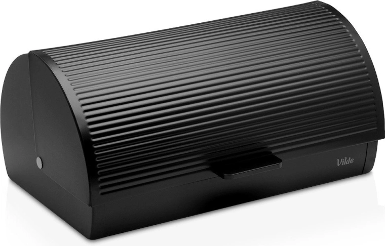 Boîte à pain métallique Vilde noire 38 × 26 × 18,5 cm