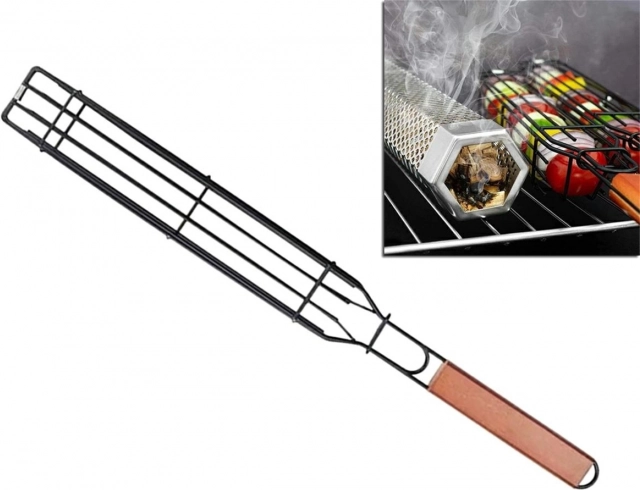 Lockable grilling basket 49 cm with non-stick surface