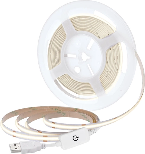Ruban LED COB Solight 5 m blanc neutre 4000 K USB avec interrupteur, 8 mm