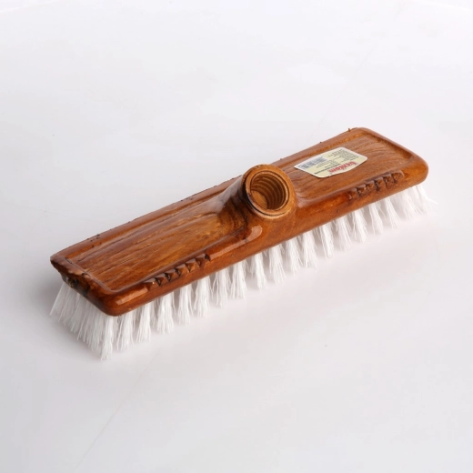Floor scrubbing broom with stiff bristles