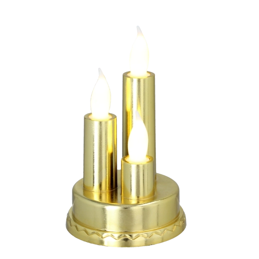 Triple LED candle in gold color 8.5 × 14 cm