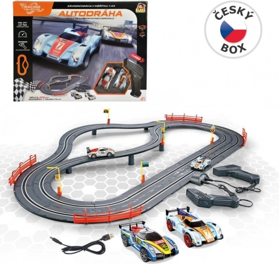 Slot Car Track 300 cm with USB Power, No Power Source