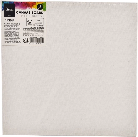 Toile de peinture 25 × 25 cm, lot de 3 pcs