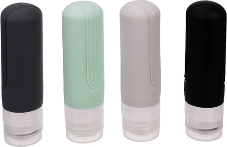 4 siliconen flesjes van 90 ml met “no-drip”-sluiting