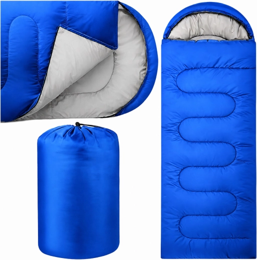Touristischer Mumienschlafsack 2-in-1 mit Kapuze 210 × 70 cm, blau