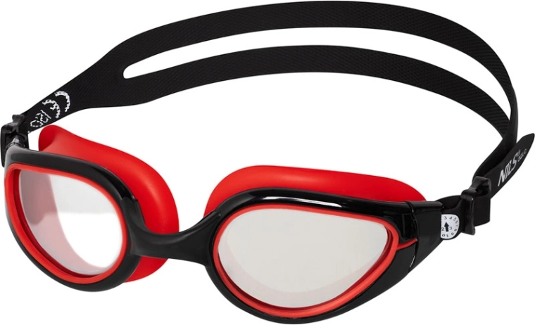 Lunettes de natation NILS Aqua avec anti-buée et protection UV, noir/rouge