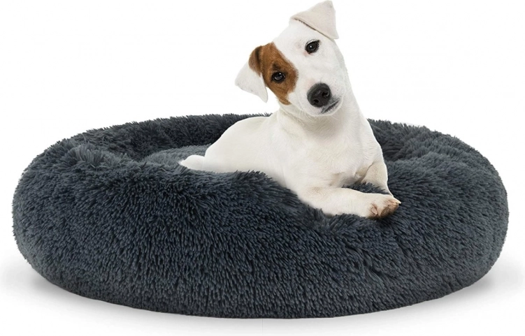 Universelles Plüschbett für Hunde und Katzen, 60 cm - dunkelgrau