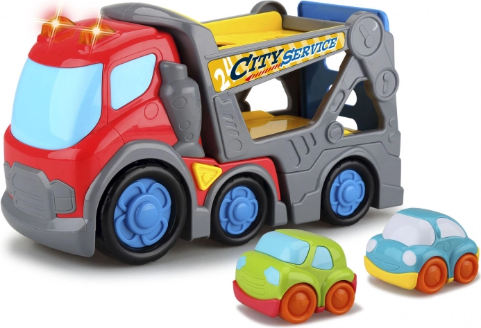 Kiddy tow truck with effects, 31 cm + 2 cars 9 cm