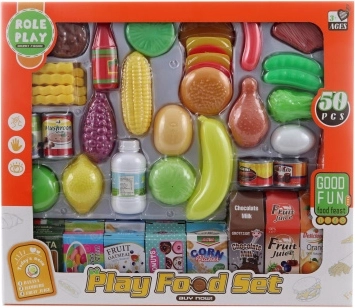 Grote set plastic voedingsmiddelen voor kinderen 50 stuks