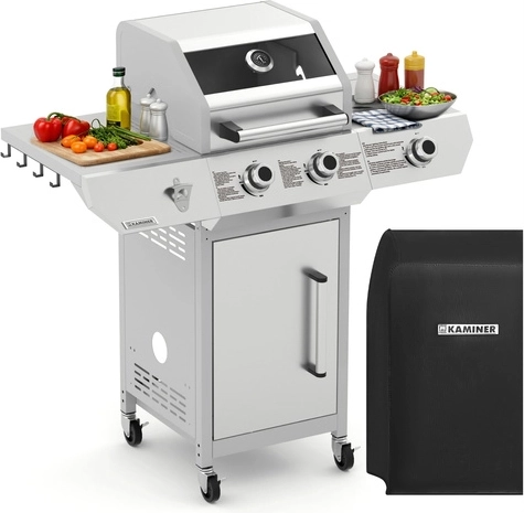 Barbecue à gaz Kaminer Varen 3.0 2+1 10 kW avec grille en fonte