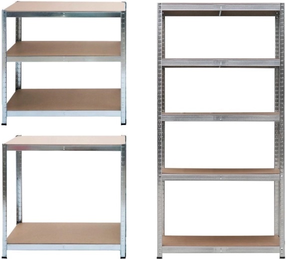 Metall-Lagerregal 2-in-1 mit 5 Böden 180 × 90 × 40 cm