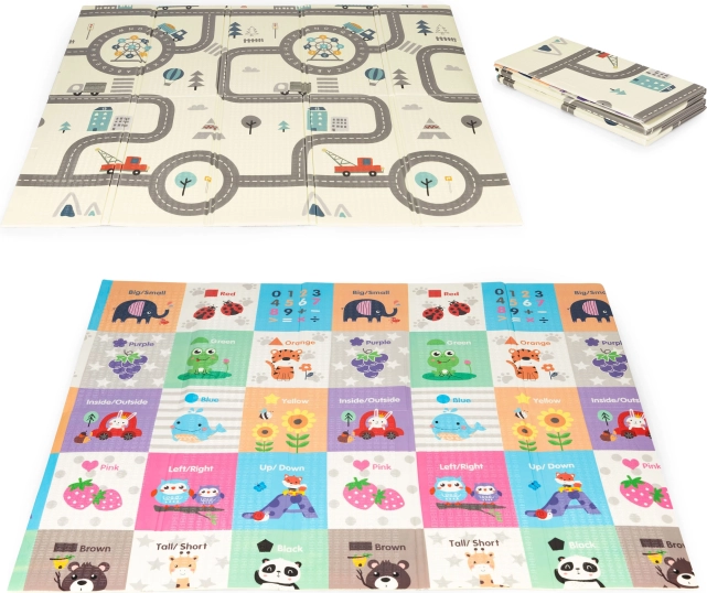 Tapis éducatif en mousse pliable et réversible 178×198 cm avec sac