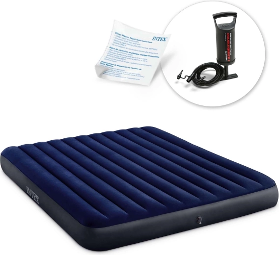 Aufblasbare Intex-Matratze mit Handpumpe 203 × 183 × 25 cm