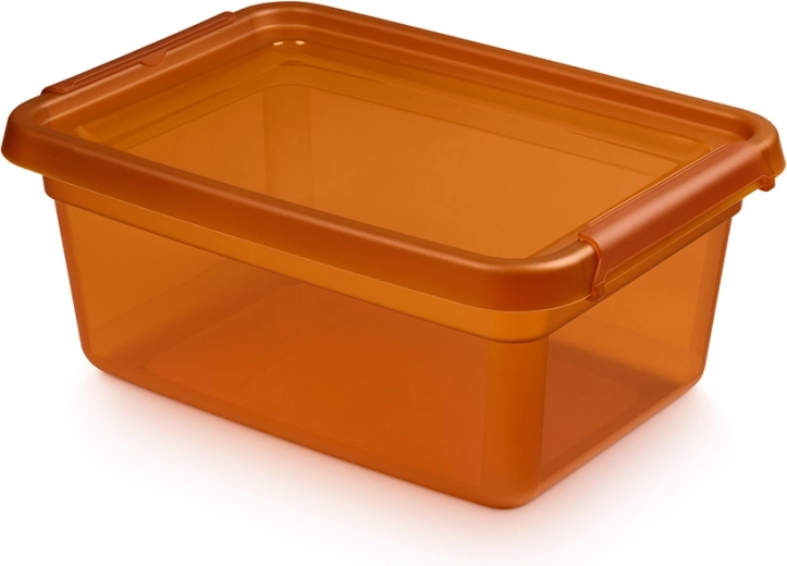 Basestore storage box with lid and clips, amber, 12.5 l