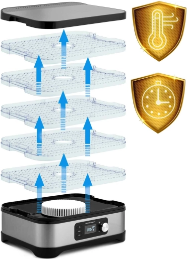 5 stapelbare trays en grote capaciteit van 10 l