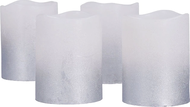 Solight lot de bougies LED avec minuterie, 4 pcs, 6,5 cm, argenté-blanc
