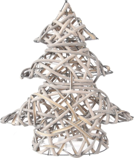 Decorative rattan tree with 15 LEDs and timer, grey