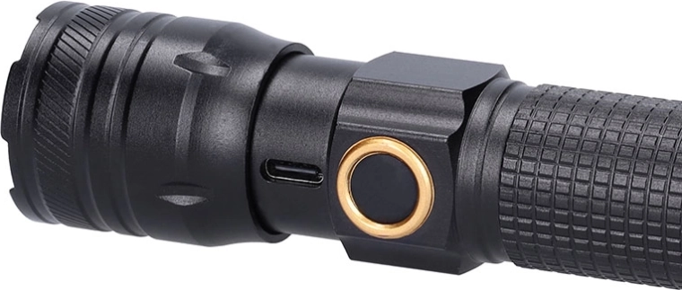Durable outdoor flashlight (IP44) with USB‑C charging