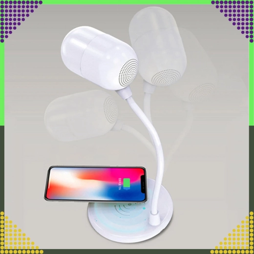 Lampe de bureau LED avec chargeur à induction 5 W et haut-parleur Bluetooth