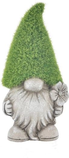 Lutin en céramique avec décor effet mousse gris 16 cm