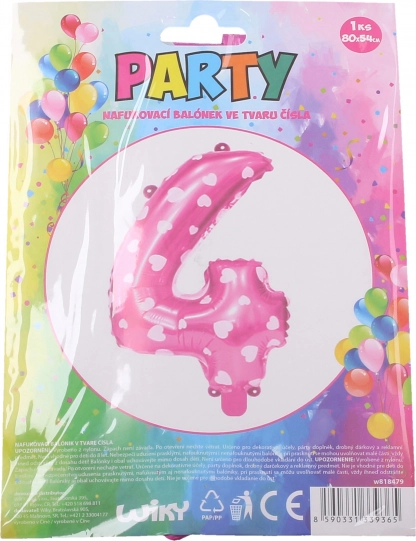 Opblaasbare ballon nummer 1 met hartjes – Roze