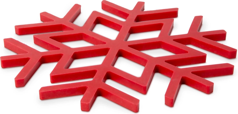 Red Crystal-Shaped Silicone Trivet 17 cm