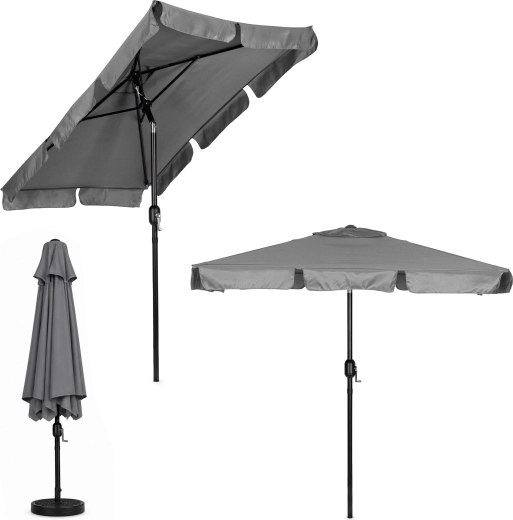 MultiGarden large garden umbrella with crank and tilt, gray 200 × 130 cm