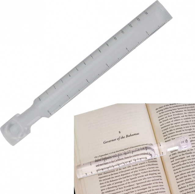 reading line with 2.5x and 5x magnification ruler